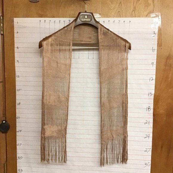 woman's SASH/SHAWL / shoulder wrap with fringe,  color - bronze  54"L X 10"W - Picture 1 of 5